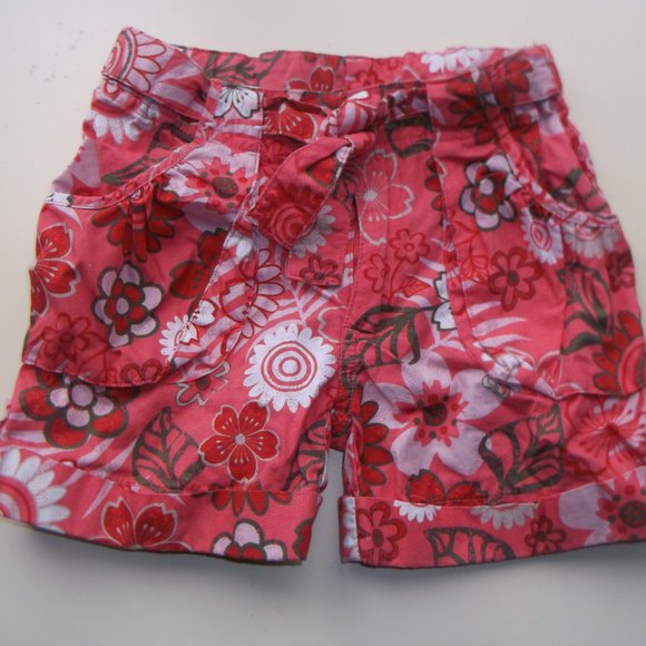---  Pink Floral Shorts w Adjust Waist Girl 4-5 - Picture 1 of 2